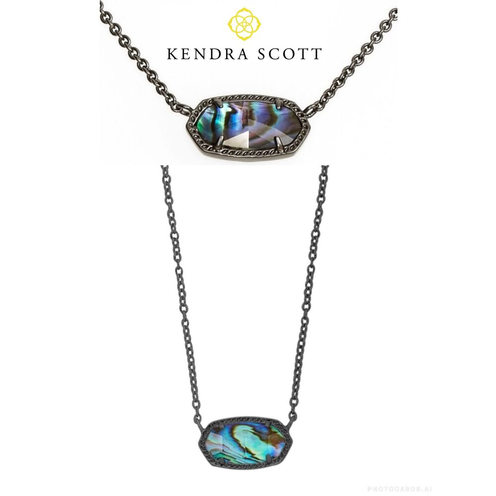 NWOT Kendra Scott Elisa Gunmetal Necklace in Abalone Shell